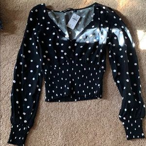 Abercrombie cropped polka dot shirt